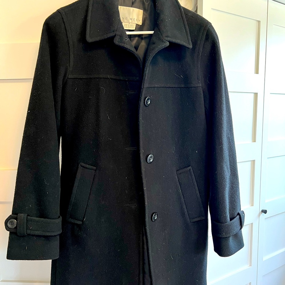Nine West black wool dress coat